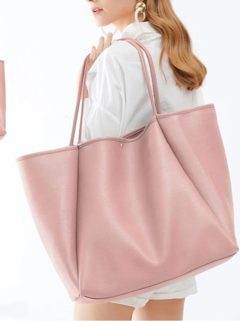 Oversize Leather Tote Weekender Bag Shopper Handbag Travel Purse